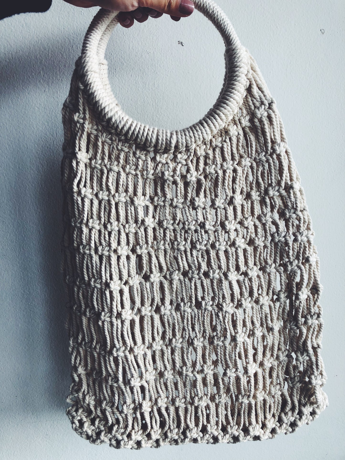 Natural Macrame Hoop Carry All Bag