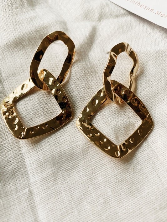 Geometric Bliss Gold Hammer Stud Earrings | By: Life in the sun store