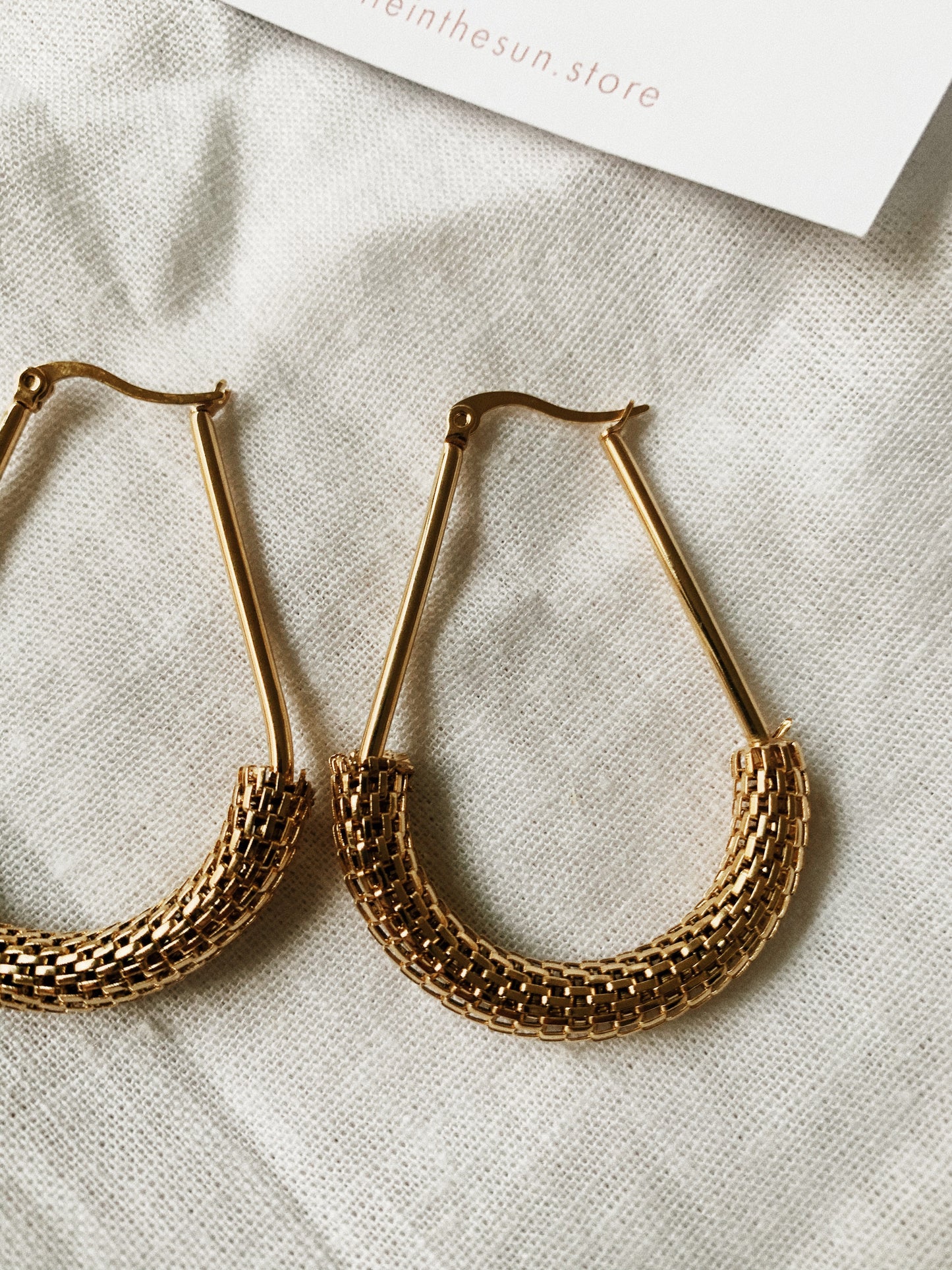 Gold hardware Mesh Uber Hoops | By: Life in the sun store