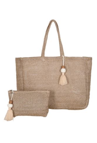 EB + IVE - HACIENDA BEACH BAG - IVORY AND BLACK
