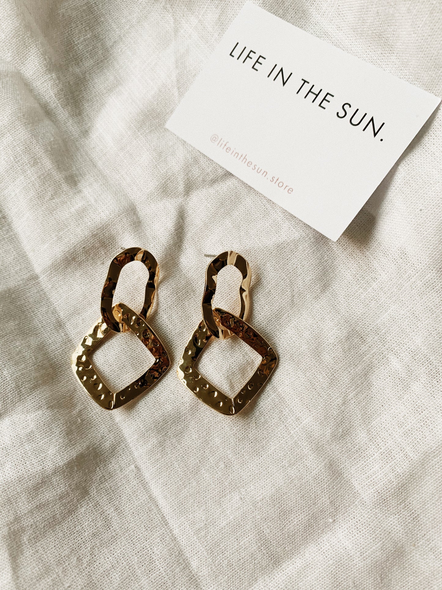 Geometric Bliss Gold Hammer Stud Earrings | By: Life in the sun store