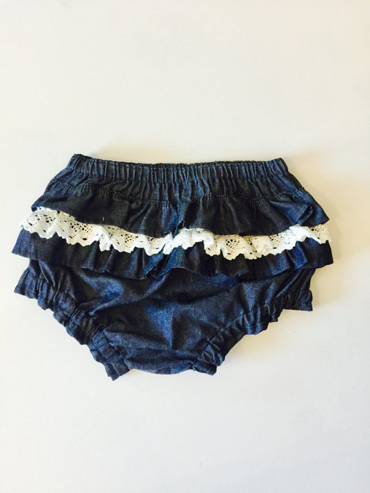 iluca the label - Ruffle Denim Bloomers- Baby and Toddler Size - Handmade