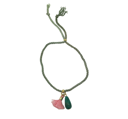 Odisya- Silk Thread Turquoise Tassel Bracelet