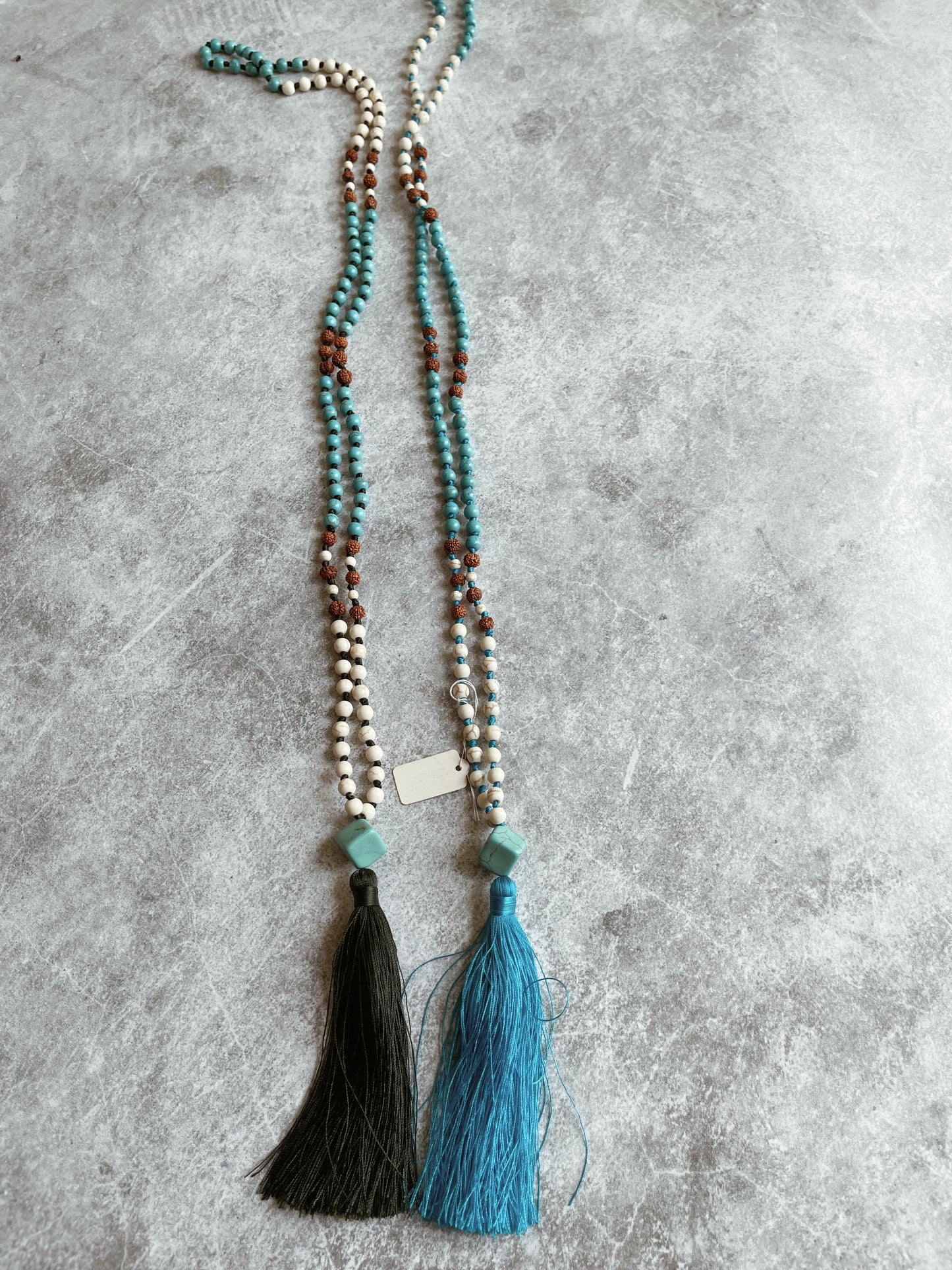 Turquoise Beaded Tassel Necklaces