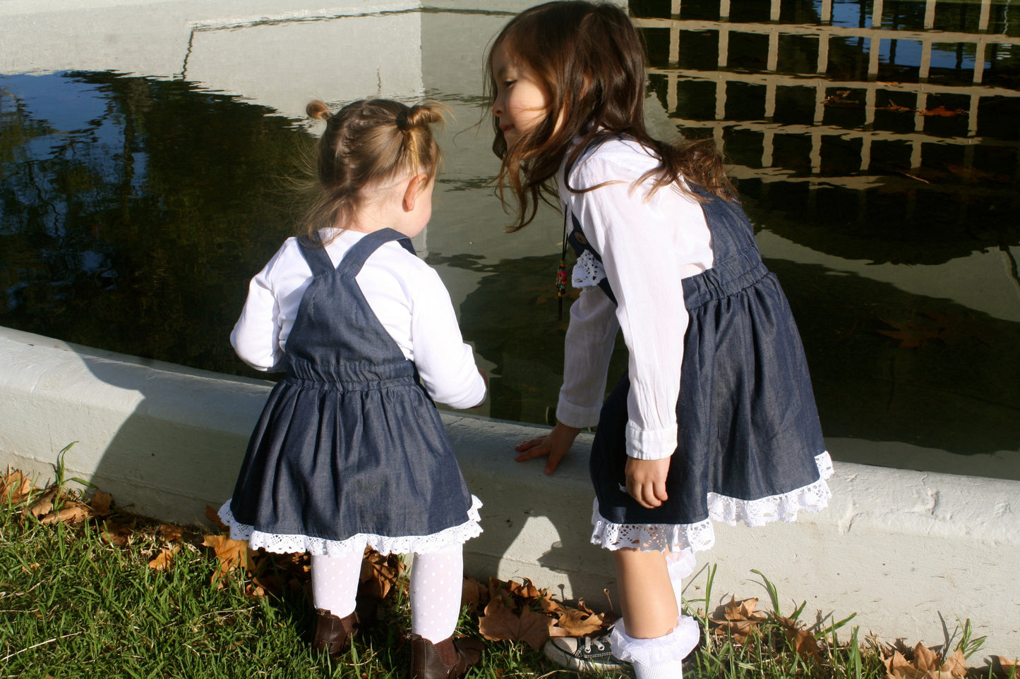 Vintage Rogue DENIM  Pinafore with Crochet Detailing (Girls Version)- HANDMADE