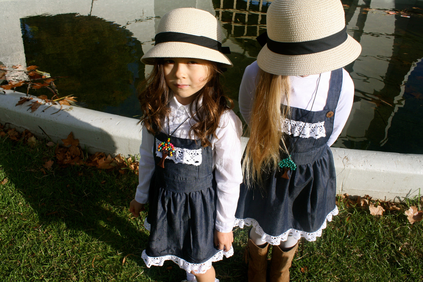 Vintage Rogue DENIM  Pinafore with Crochet Detailing (Girls Version)- HANDMADE