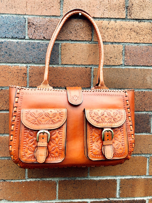 Vintage Style Genuine Leather Carry All Tote (Made in India)