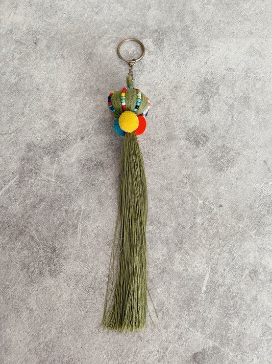 Light Fern  Pom Pom Trad Tassel KeyRing Accessory