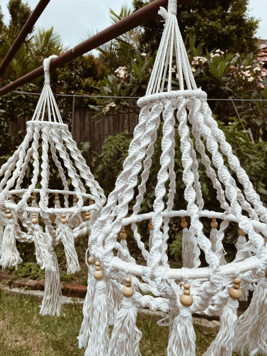 Macrame and Bead twisted large hanger pendant