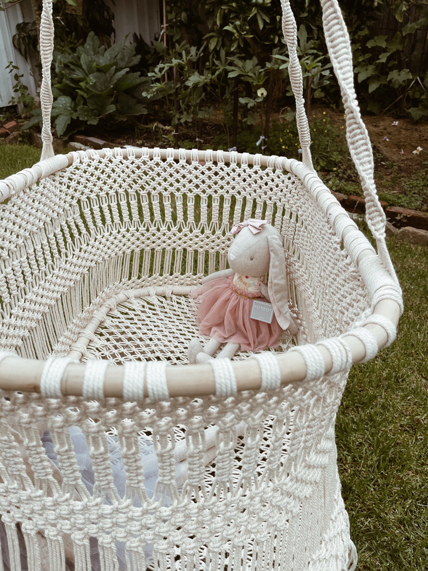 Macrame Baby Nursery Hanging Bassinet - Tight Knotted Style