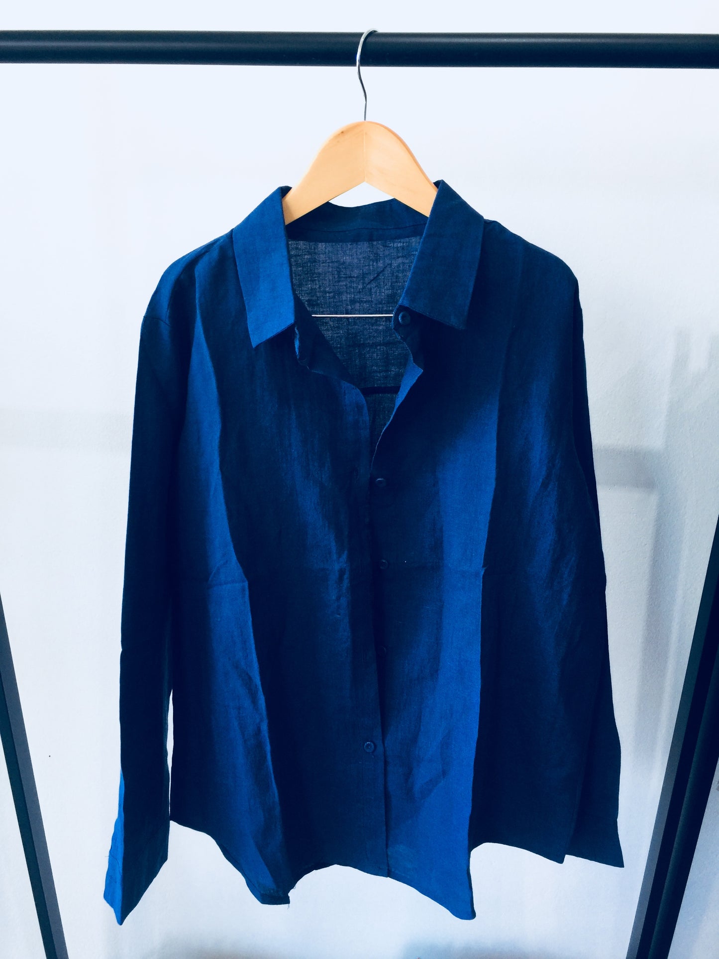 Laidback 100% Linen Shirt- Deep Blue