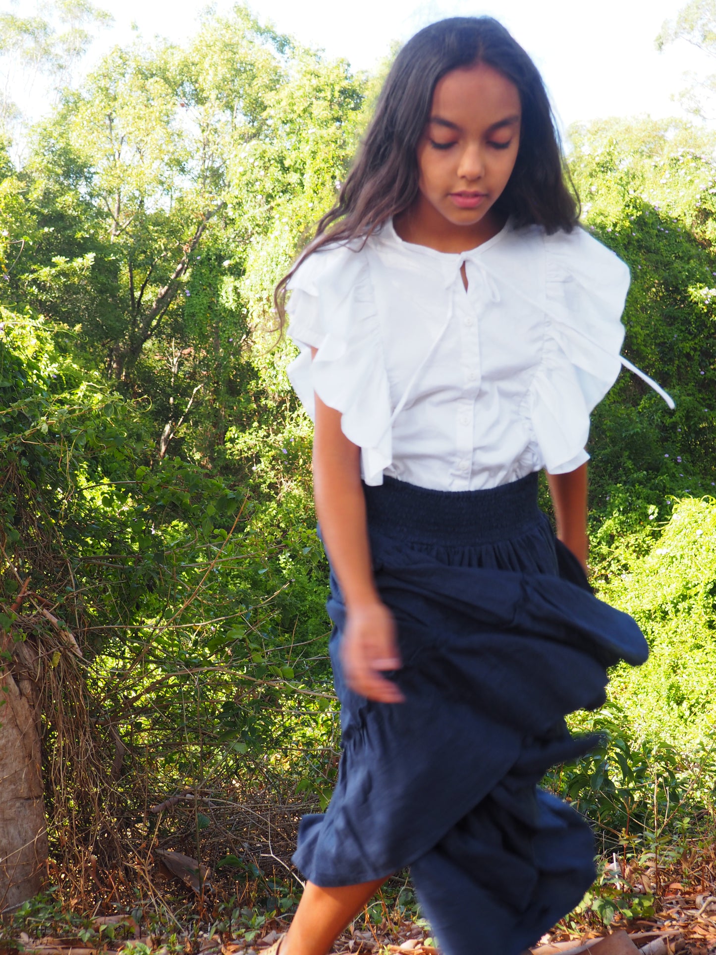 Layer Cheerleader Denim Skirt Middy  (Kids) iluca the label