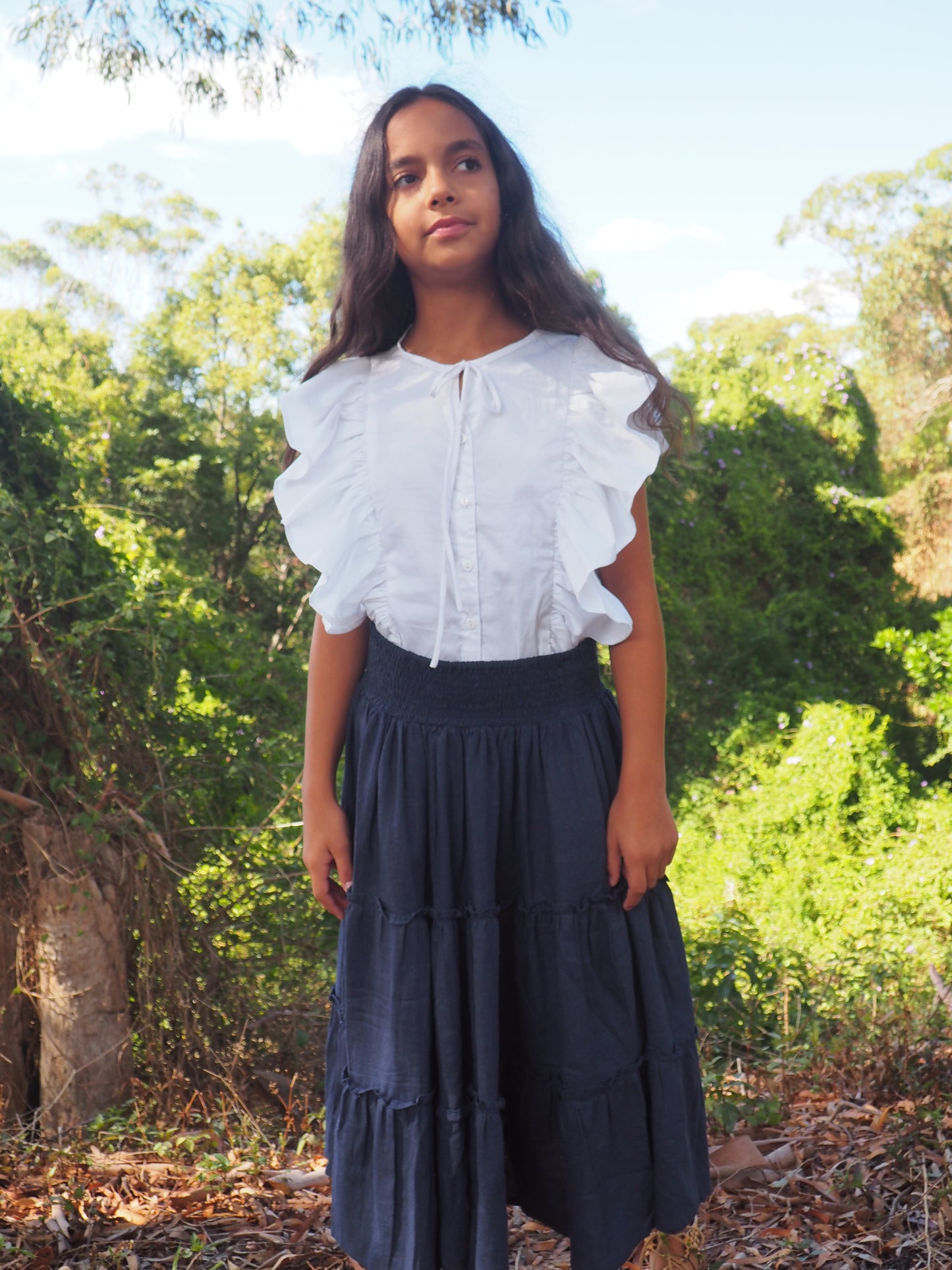 Denim cheerleader skirt top