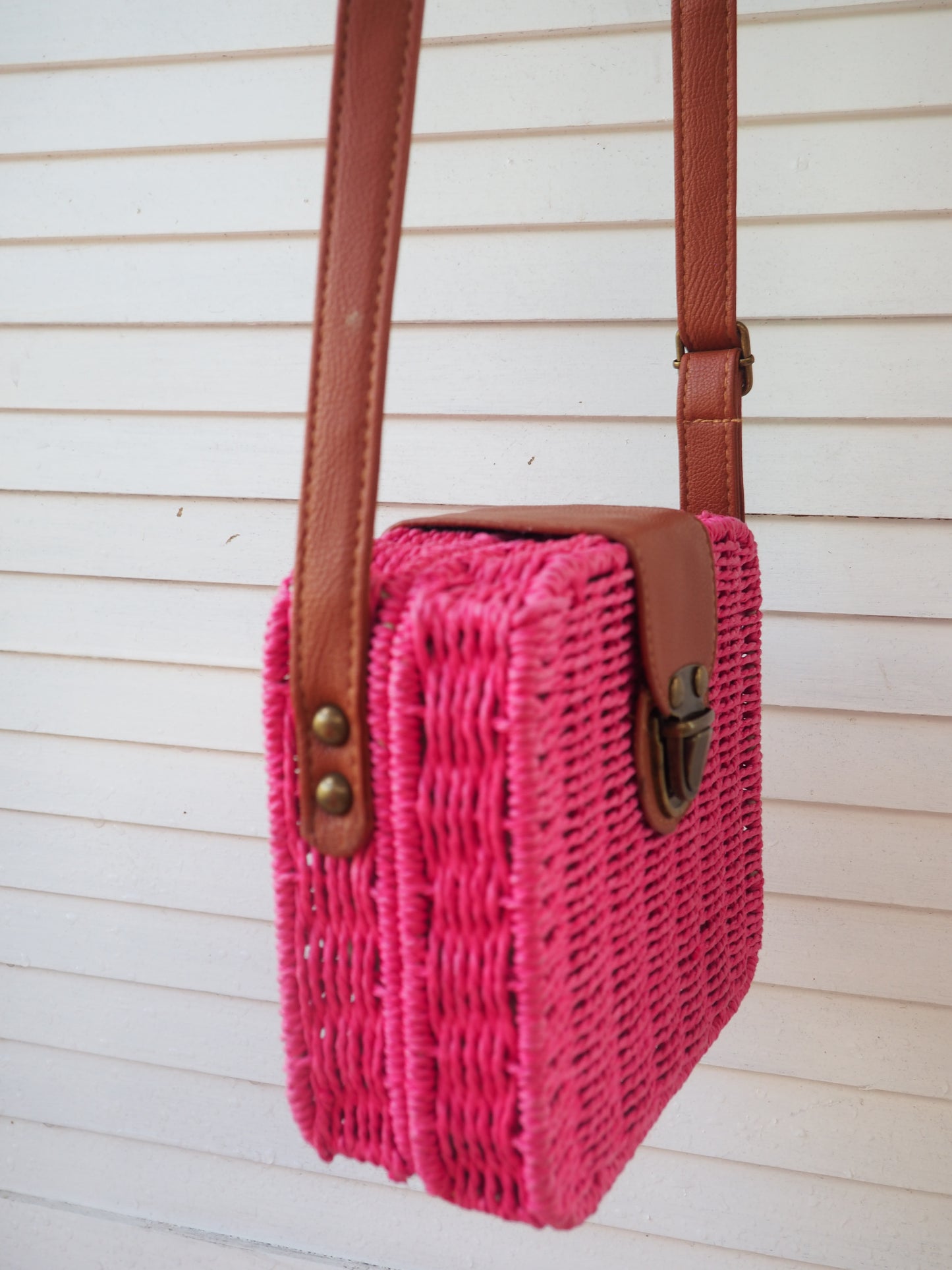 Fuchsia - Adventure Parcel Woven Straw Hand bag