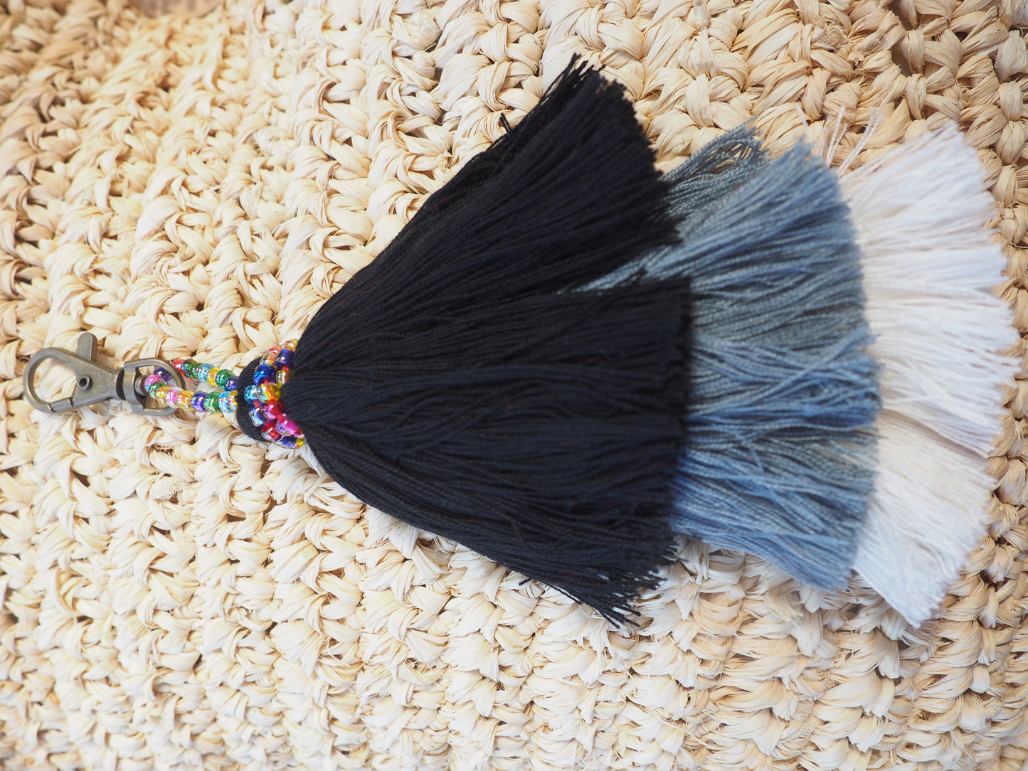 Monochrome Tri Layer Tassel Keyring