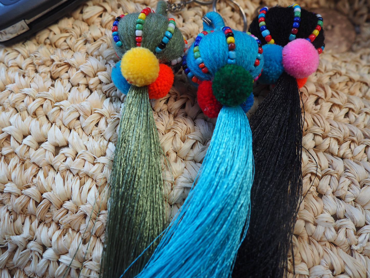 Light Fern  Pom Pom Trad Tassel KeyRing Accessory