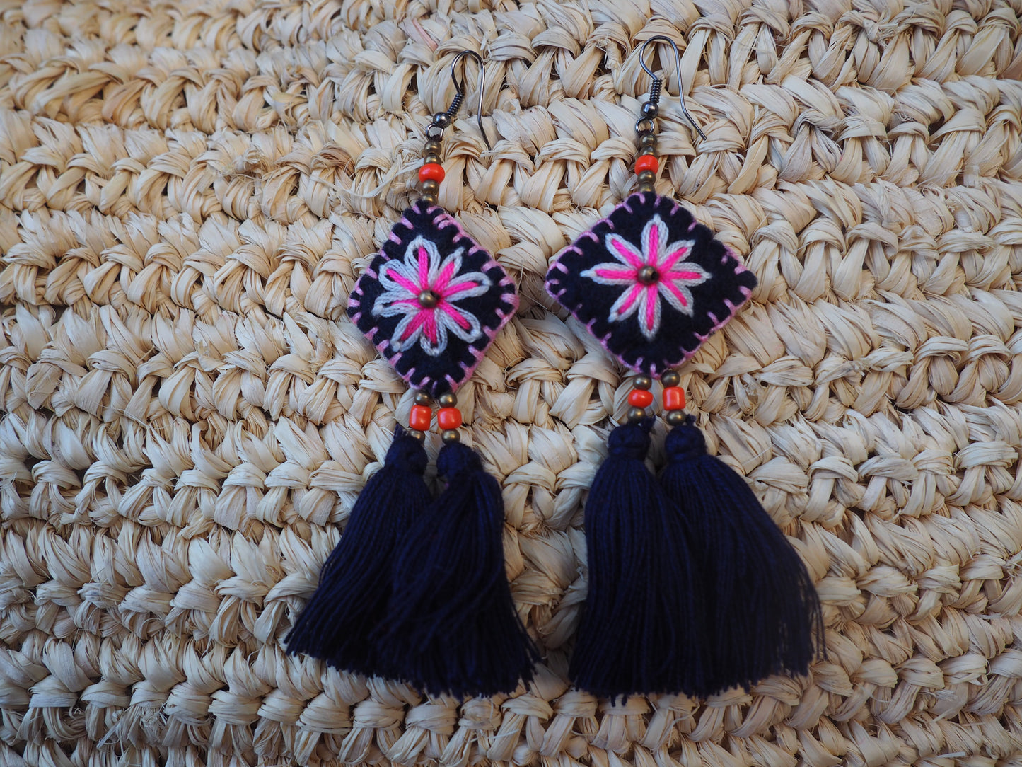 Floral Deep Blue  Island - Navy Trad earrings