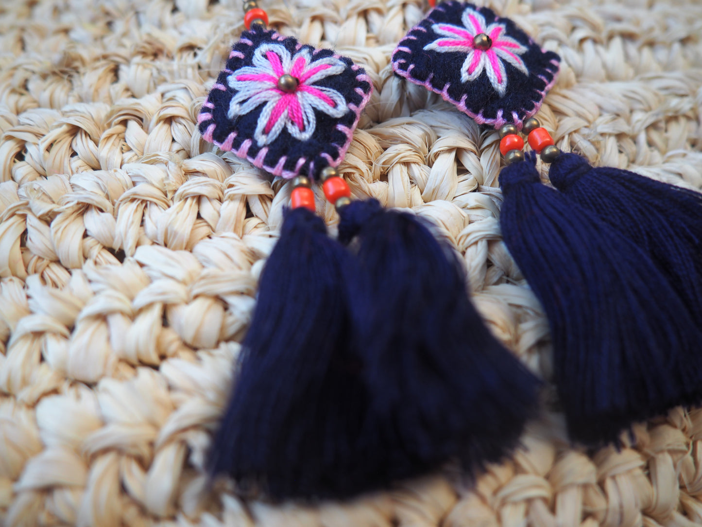 Floral Deep Blue  Island - Navy Trad earrings