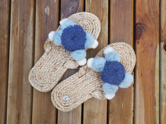 Shades of Cool Blue Pom Pom Slides