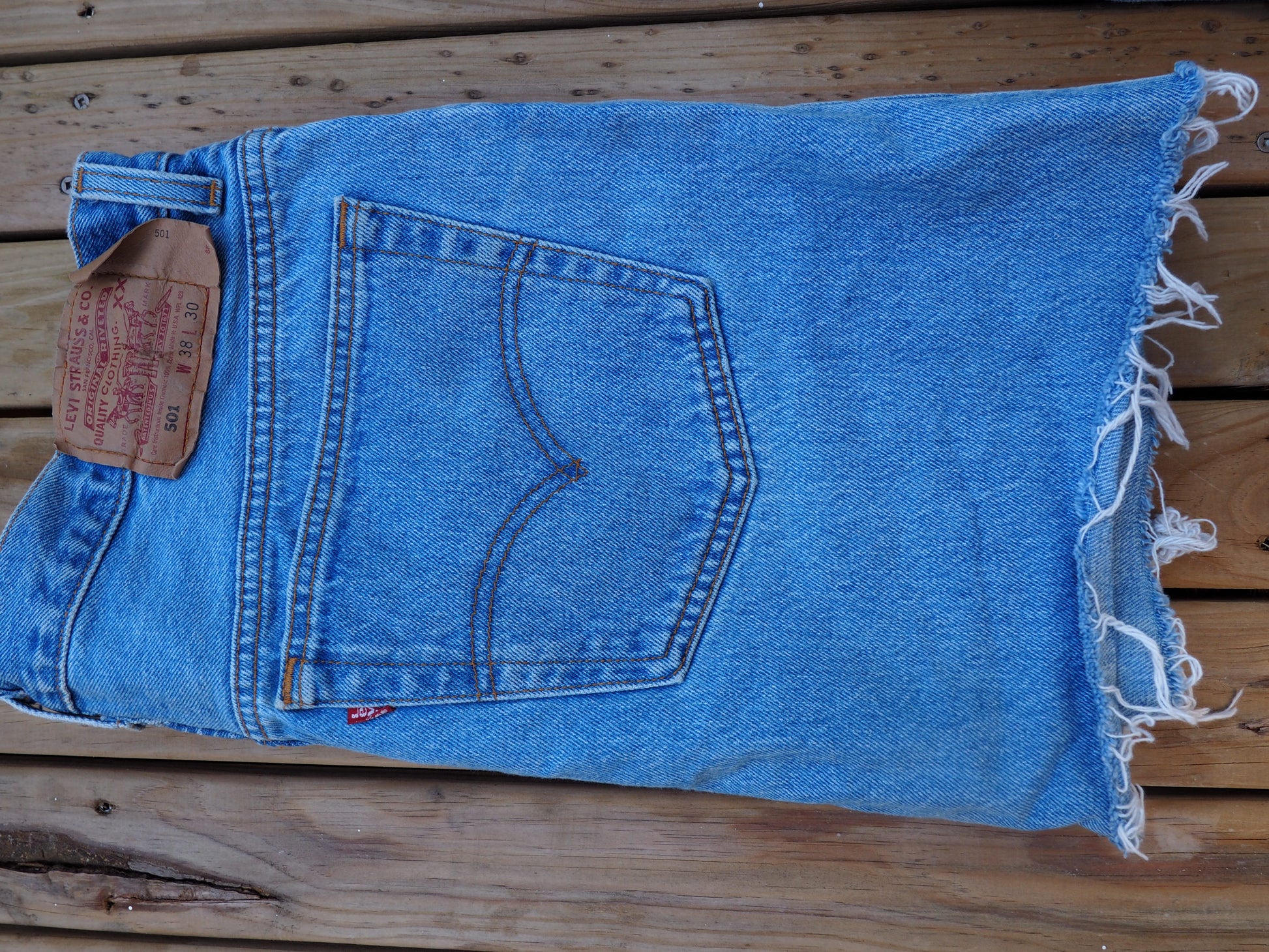 Levis distressed vintage denim skirt, size 30