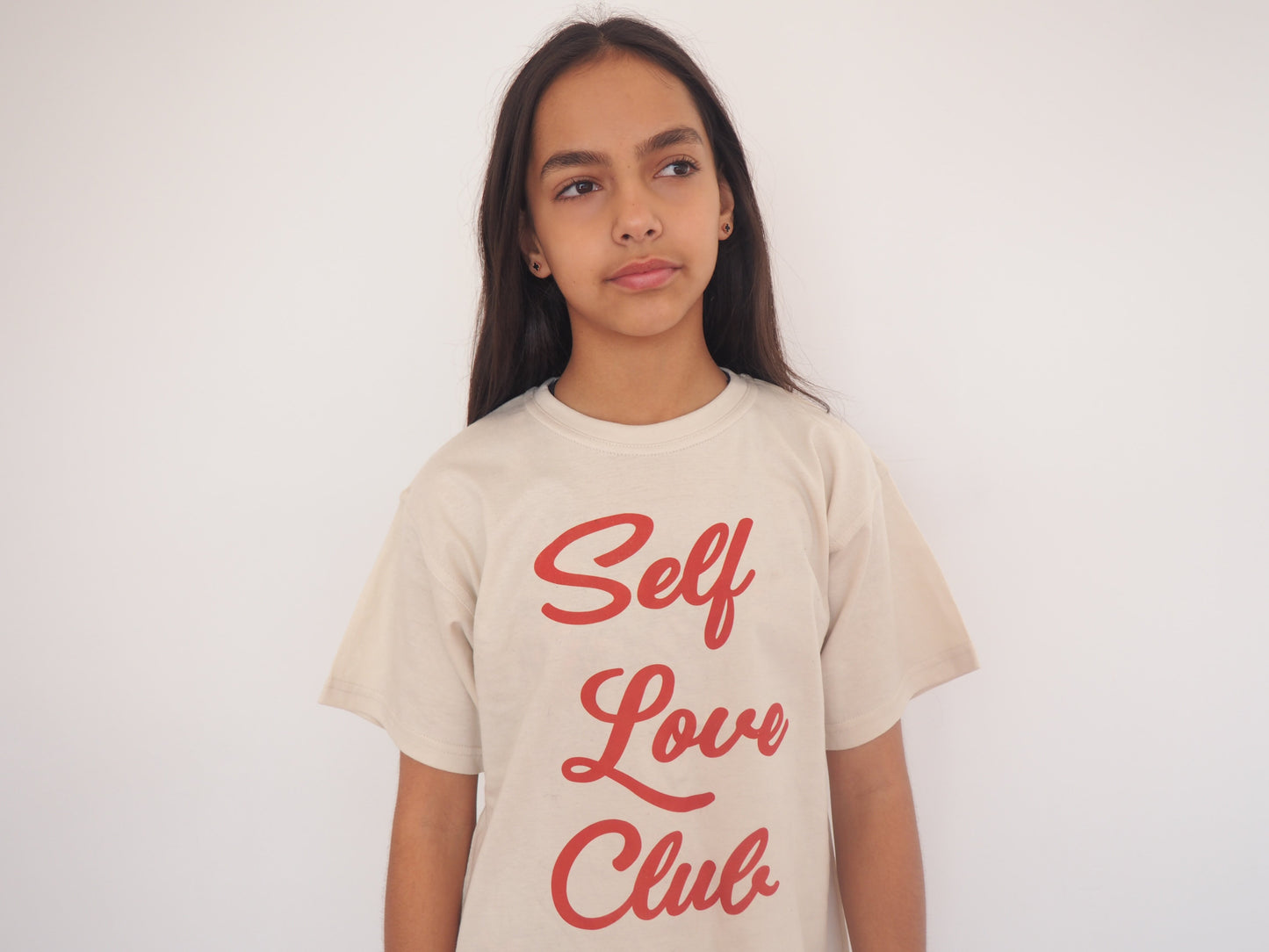 Gerry Can Kids Active - 'Self Love Club; Organic Cotton Tee in 'Bone + Red' - GERRY CAN 