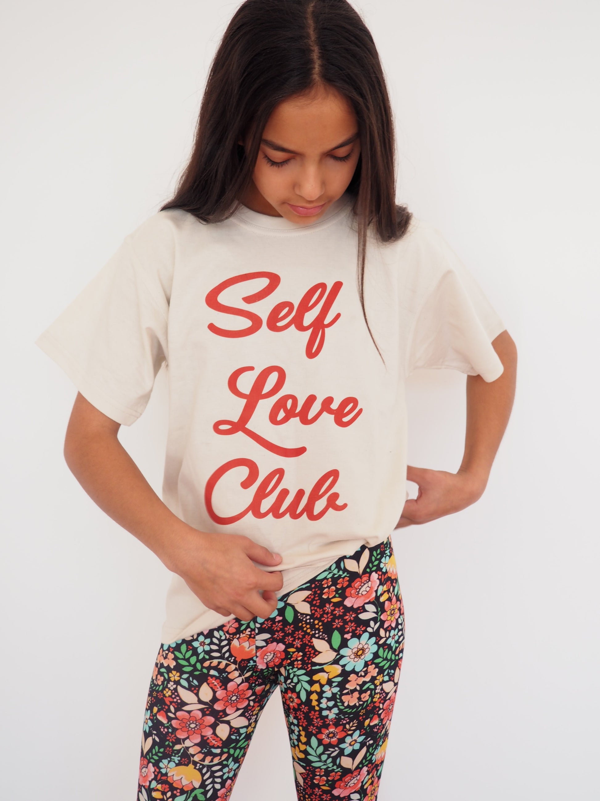 Gerry Can Kids Active - 'Self Love Club; Organic Cotton Tee in 'Bone + Red' - GERRY CAN 