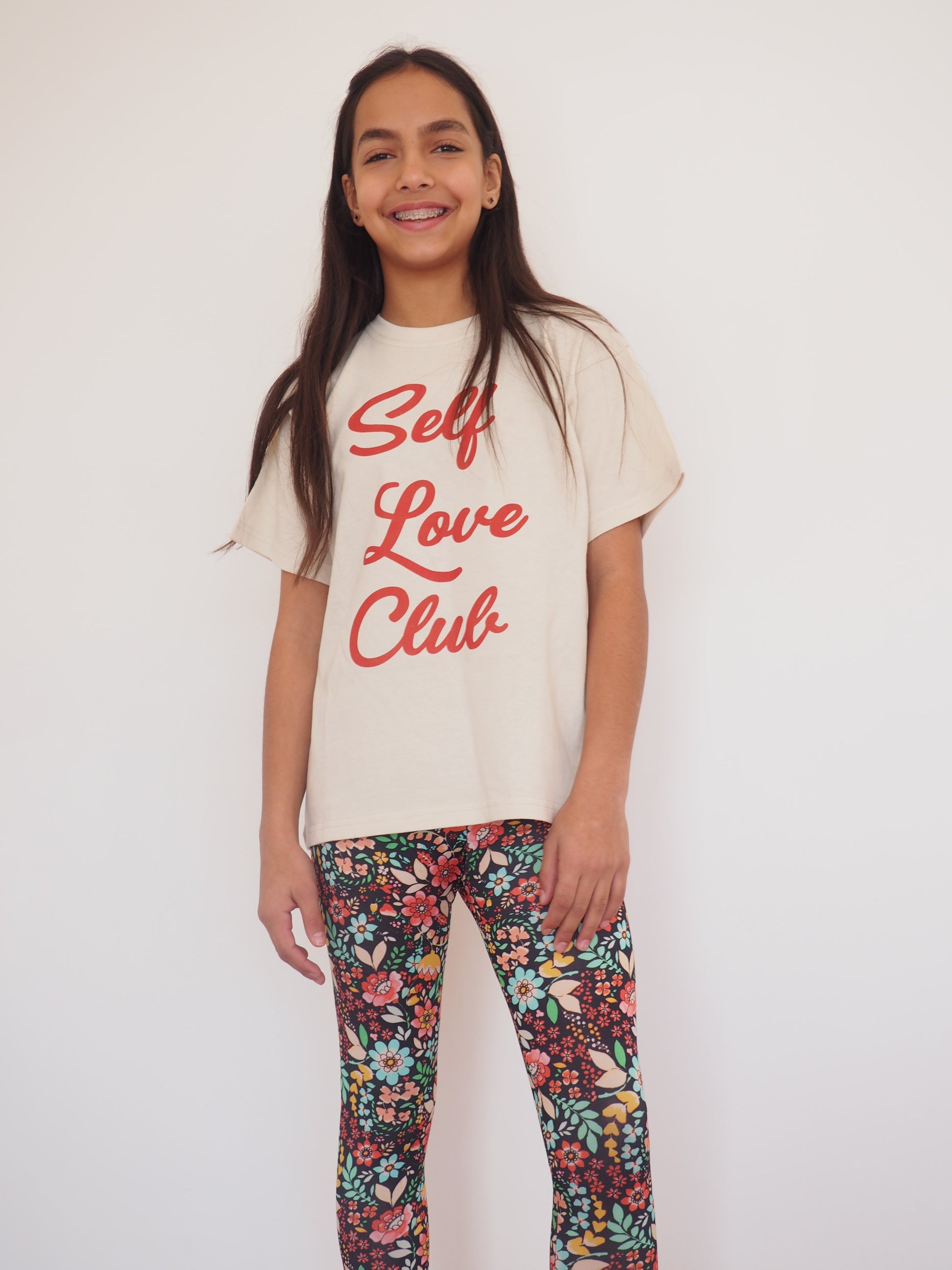 Gerry Can Kids Active - 'Self Love Club; Organic Cotton Tee in 'Bone + Red' - GERRY CAN 