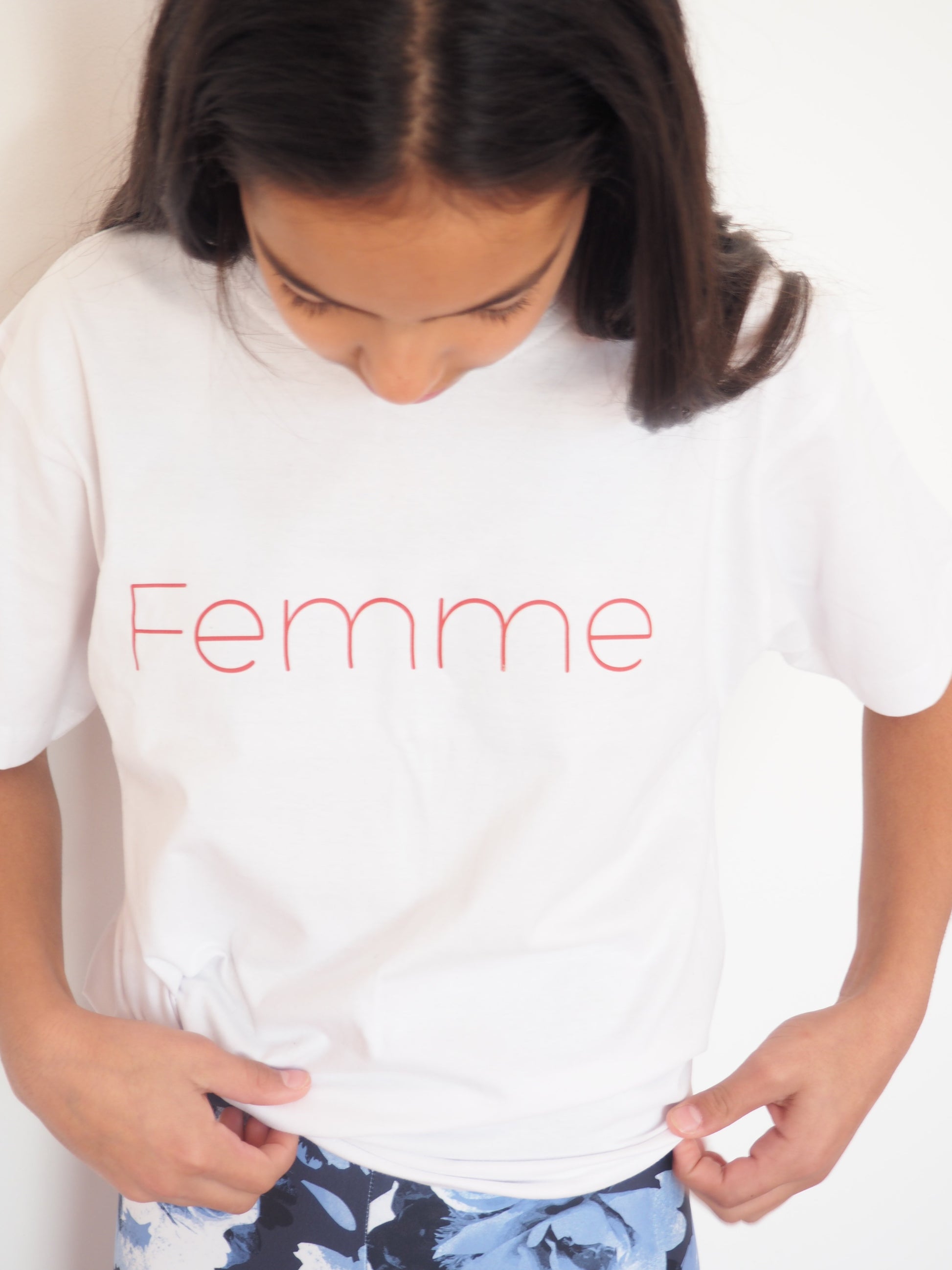 Gerry Can Kids Active - 'Femme, empowered; Organic Cotton Tee in 'Crisp White + Red' - GERRY CAN 