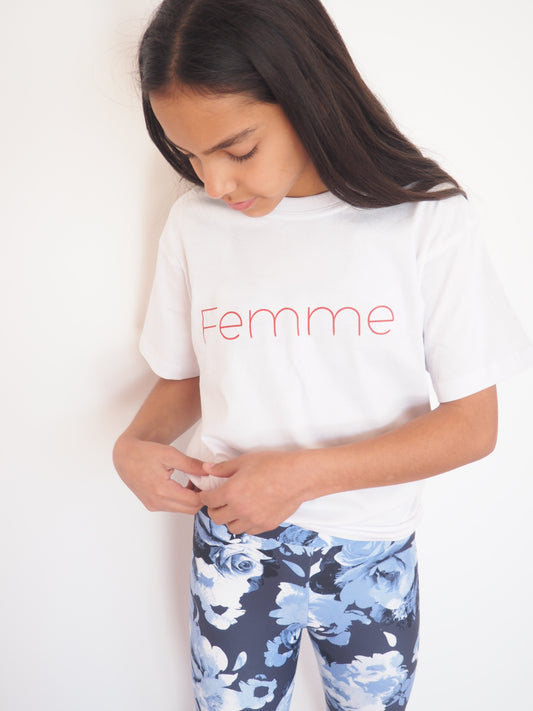 Gerry Can Kids Active - 'Femme, empowered; Organic Cotton Tee in 'Crisp White + Red' - GERRY CAN 