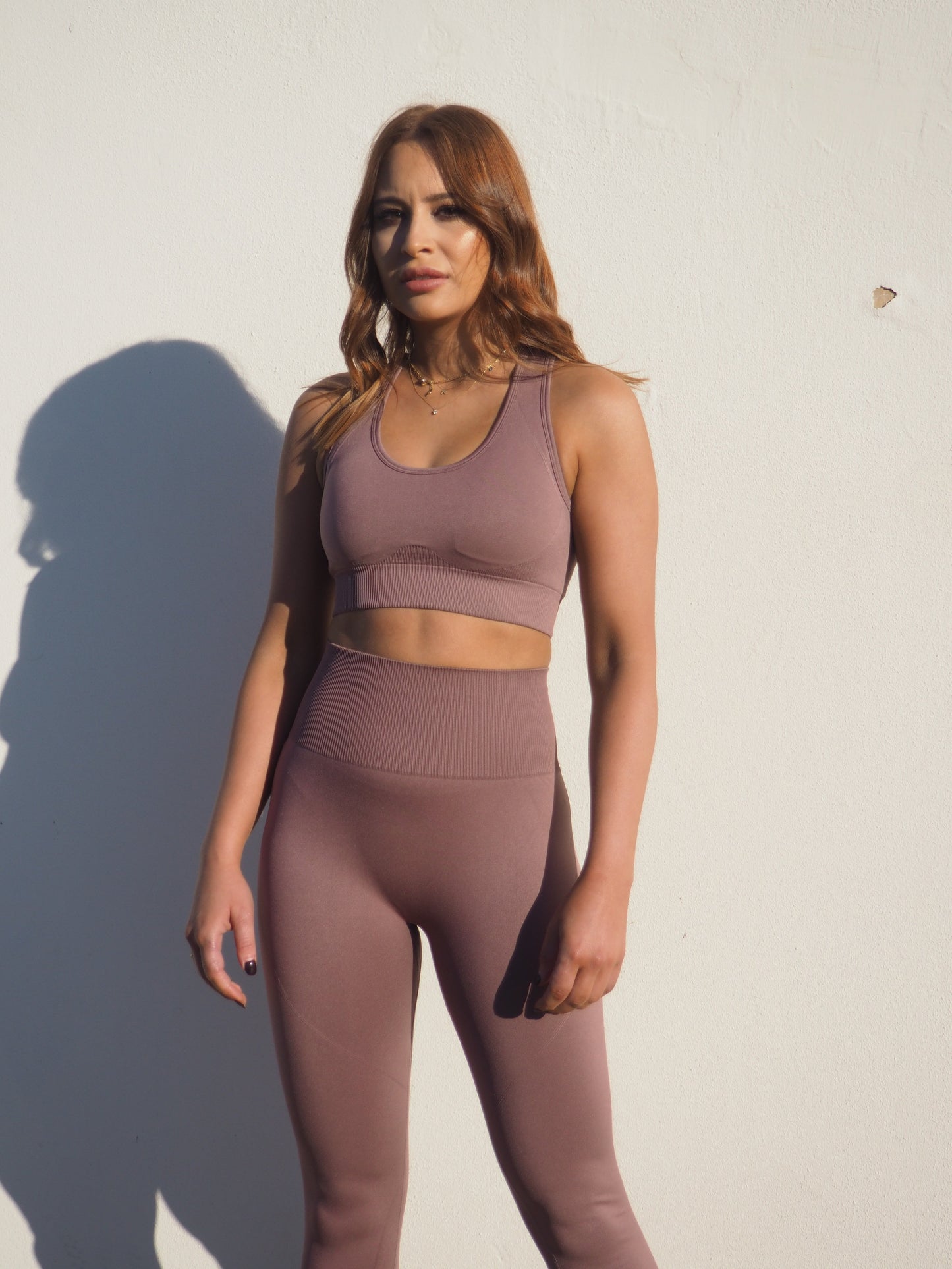 SEAMLESS GEO BURNT PLUM KNIT SET