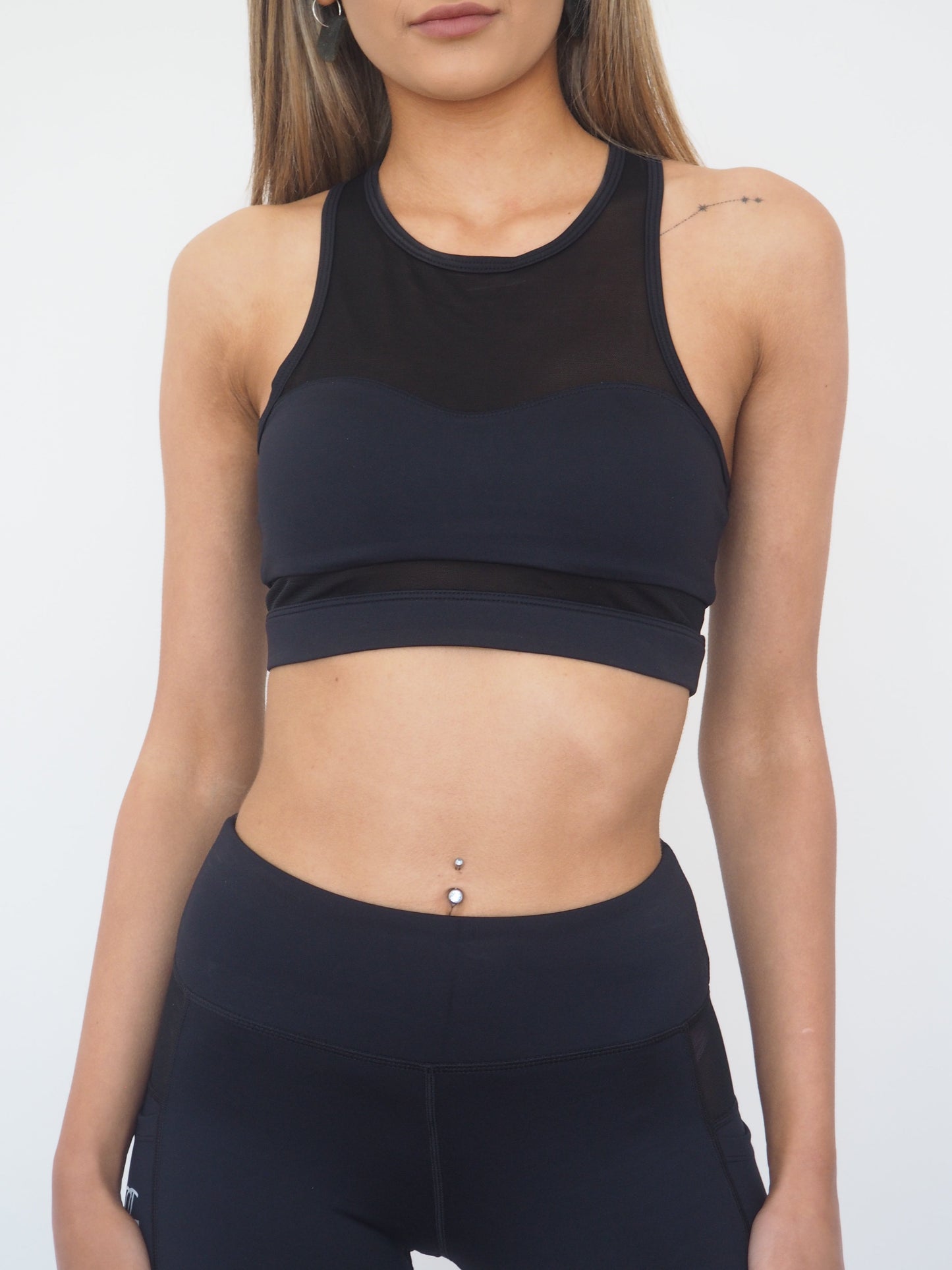 HYBRID MESH CROP // BLACK