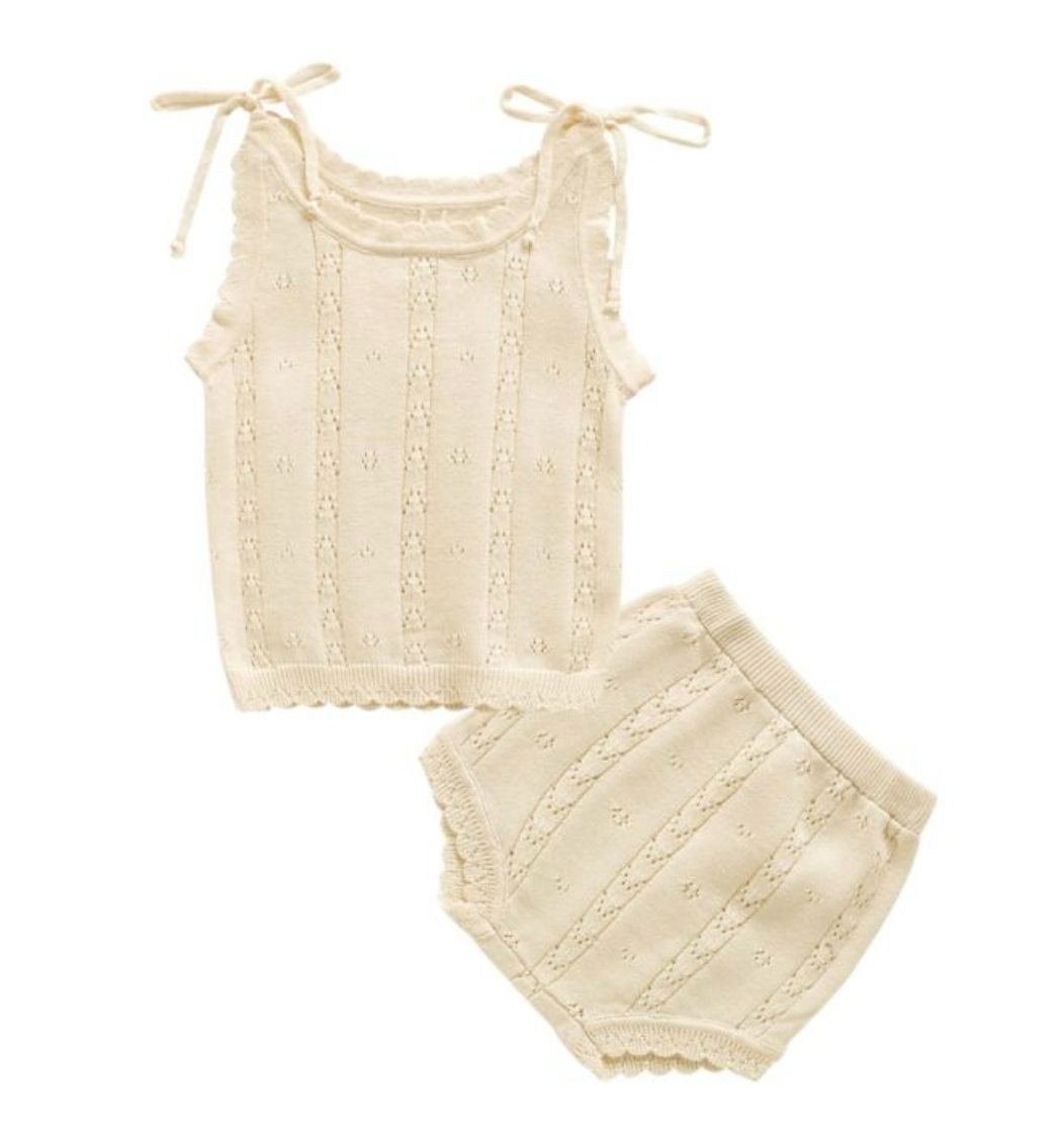 NATURAL CREAM PETITE SUMMER KNIT SET - BABY