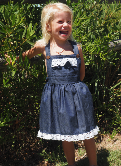 iluca the label | Vintage Rogue Denim and Crochet Pinafore with Crochet Detailing  - Baby and Toddler Size