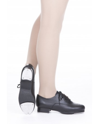 Slick Tap shoes lace up black oxford type tap fitted with ACOU-TECHS toe and heel tap plates which give an amazing full, clear and crisp sound.
