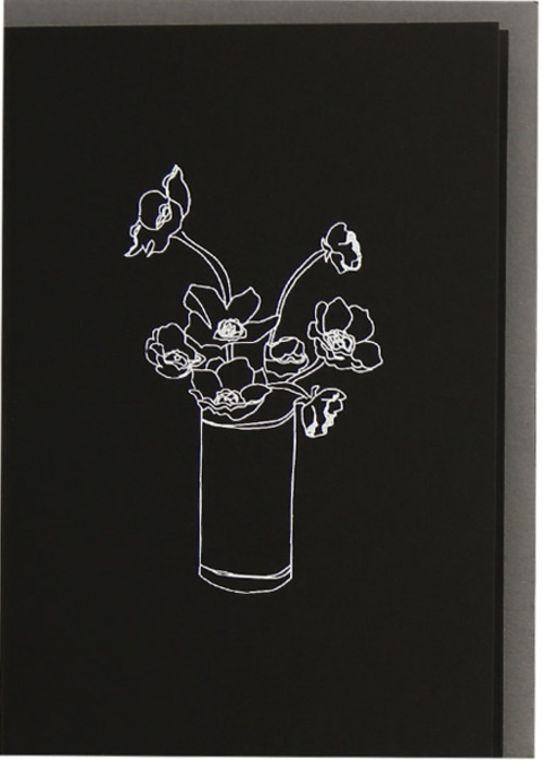 ME AND AMBER: PLUS VASE FLOWERS BLACK SCREEN PRINTED CARD