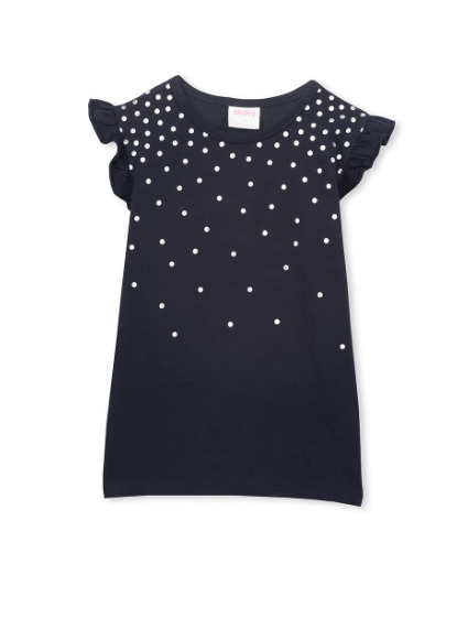 MILKY- GIRLS FRENCH NAVY FRILL CONFETTI TEE
