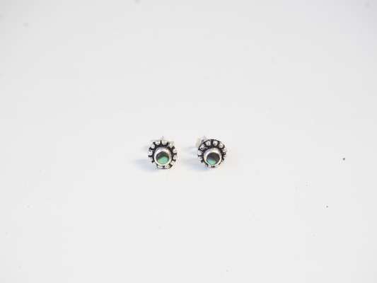 Jade Gem Sterling Silver Hand Made Oval Stud Earrings