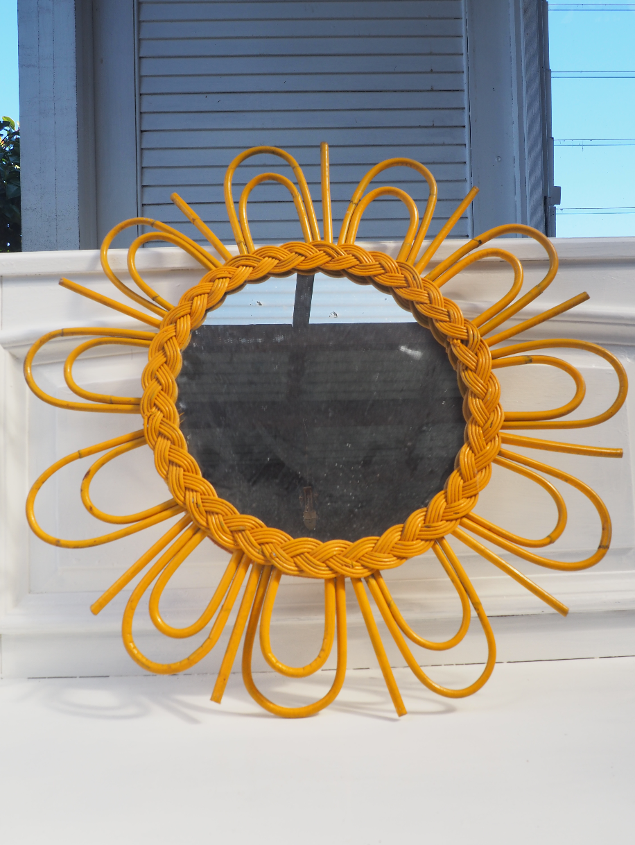 Bamboo Flower Braided 70's Inspired Mirror.