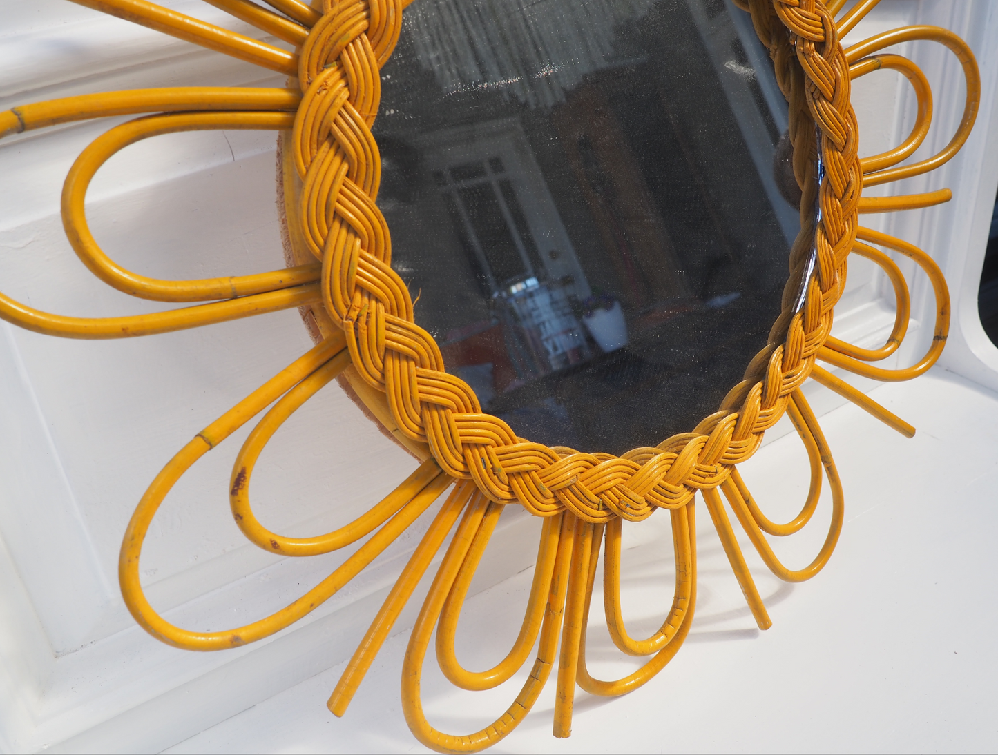 Bamboo Flower Braided 70's Inspired Mirror.