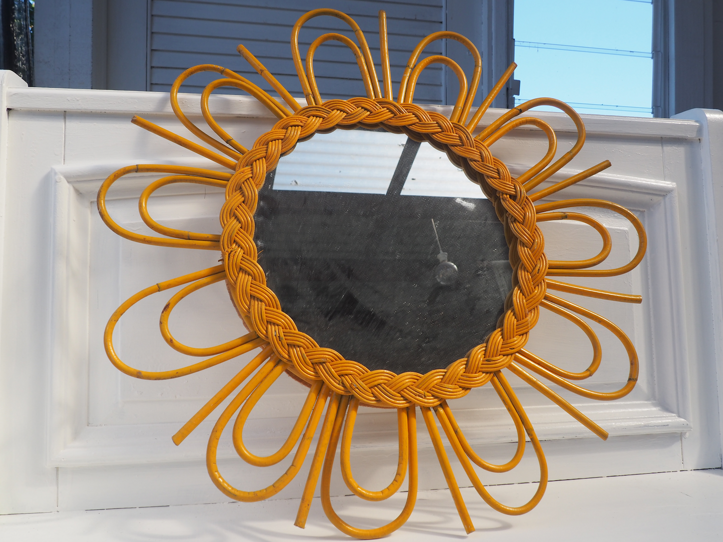 Bamboo Flower Braided 70's Inspired Mirror.