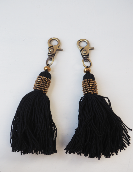 Black Tassel and Metallic Tassel Keyring