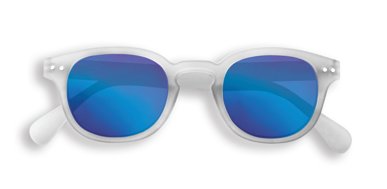 IZIPIZI Paris Sun Collection Junior #C White Crystal with Blue Mirror Lense
