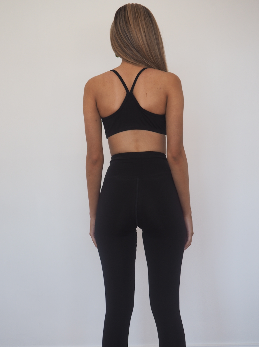 CELINE high waisted, squat proof full length leggings for gym wear, yoga or streetwear. Not transparent and heavy weight cotton blend wicking fabric in Black- GERRY CAN 