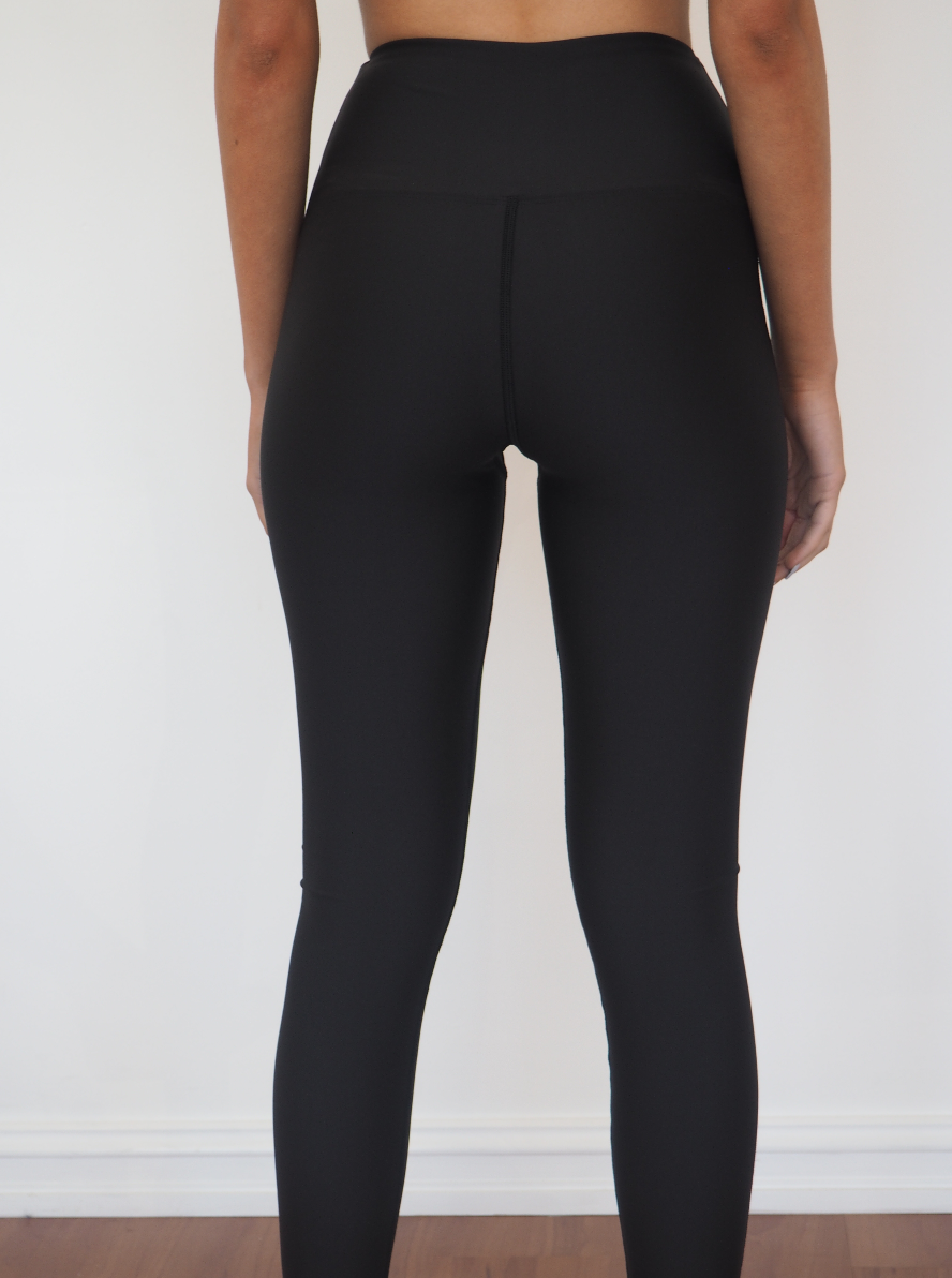 CELINE high waisted, squat proof full length leggings for gym wear, yoga or streetwear. Not transparent and heavy weight wicking fabric in Black- GERRY CAN 