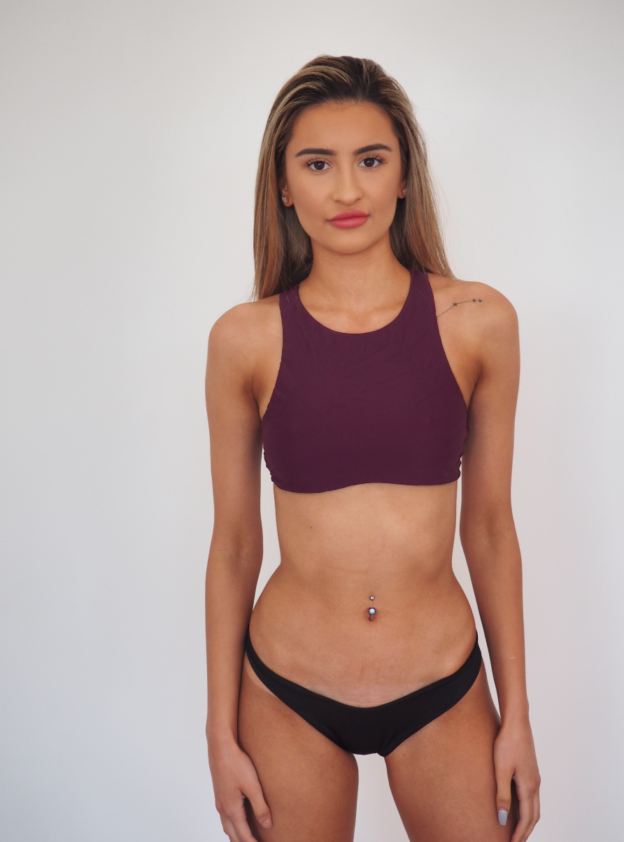 LARA COMPRESSION CROP TOP - WINE - GERRY CAN 
