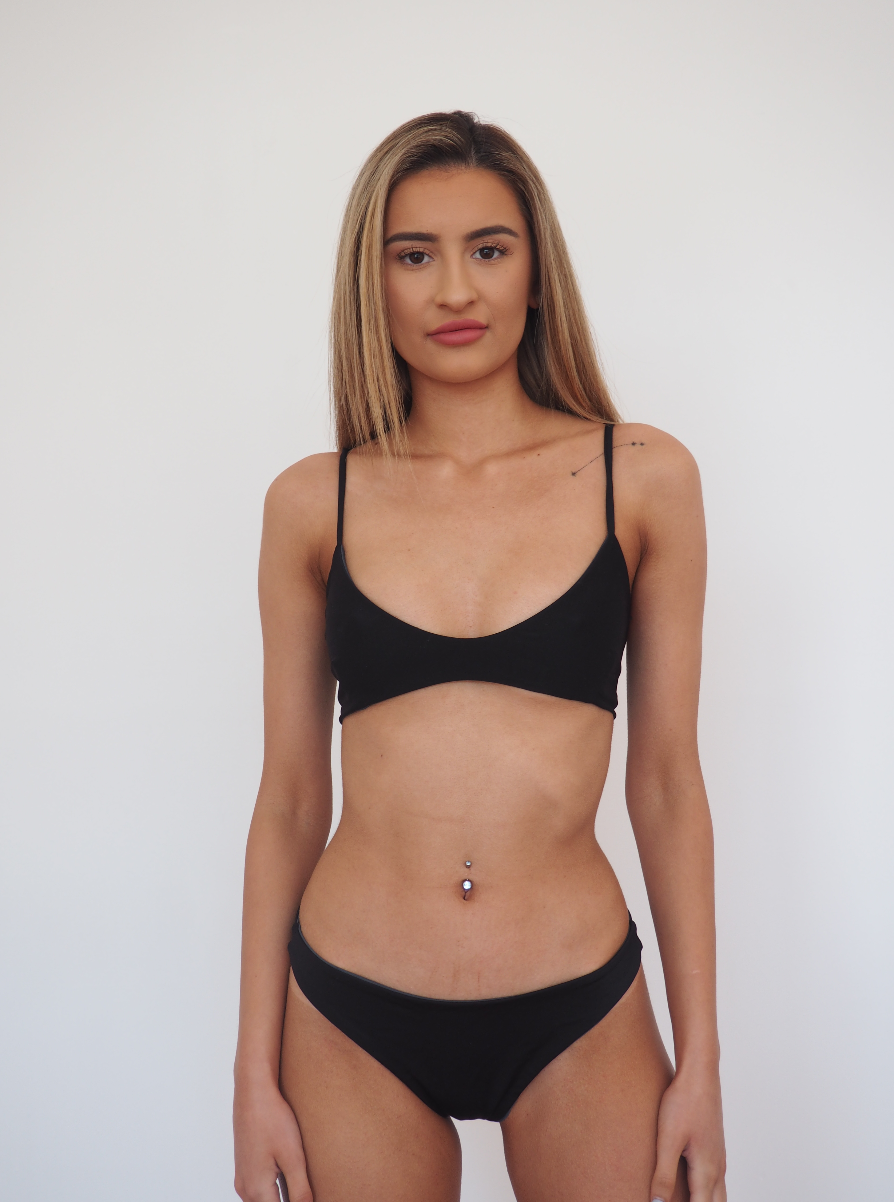 The Brooklyn is a Brazilian style scrunch bikini bottom,seamless and Reversible Black and Charcoal Grey . by Gerry Can