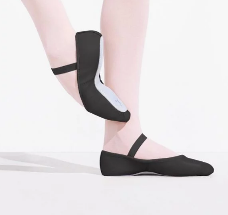 daisy full sole leather ballet shoe in black for beginner ballerinas.