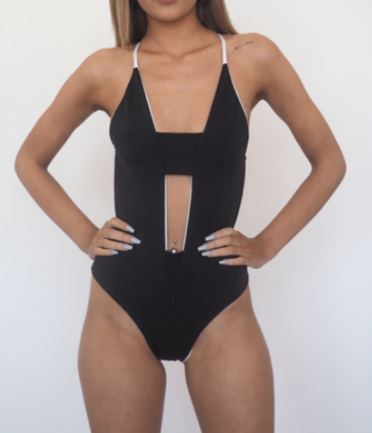 NINA MONOCHROME PLUNGE REVERSIBLE SWIM AND BODY ONE PIECE - GERRY CAN 