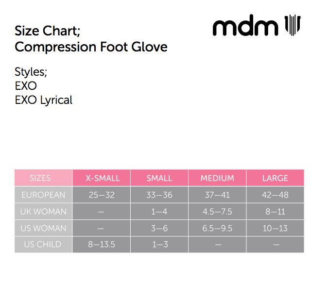 MDM Performance Exo Lyrical size chart