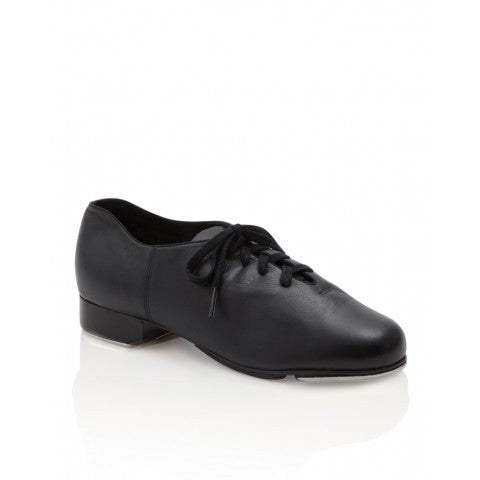 capezio cadence lace up black tap shoe with teletone taps for adults.
